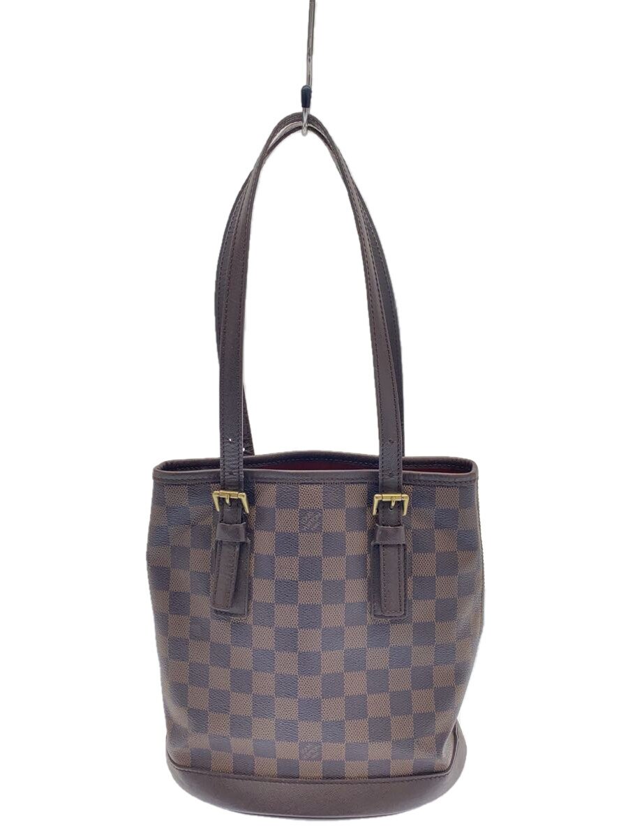 【中古】LOUIS VUITTON◆マレ_ダミエ・エベヌ_BRW/PVC/BRW/耐久性手ひび割れる有//【御徒面子】