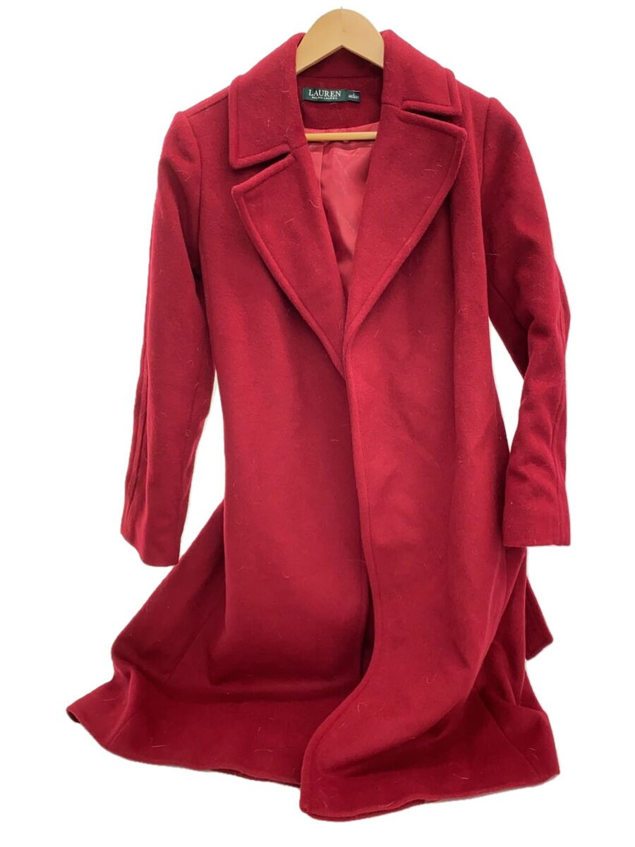 【中古】LAUREN RALPH LAUREN◆LAUREN RALPH LAUREN/チェスターコート/2/ポリエステル/RED/無地/LS2521【レディース御召しもの】