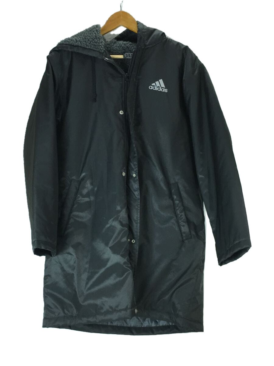 【中古】adidas◆ベンチコート/S/ブラック/裏ボア/着用感アリ/バック汚れアリ//【スポーツ】