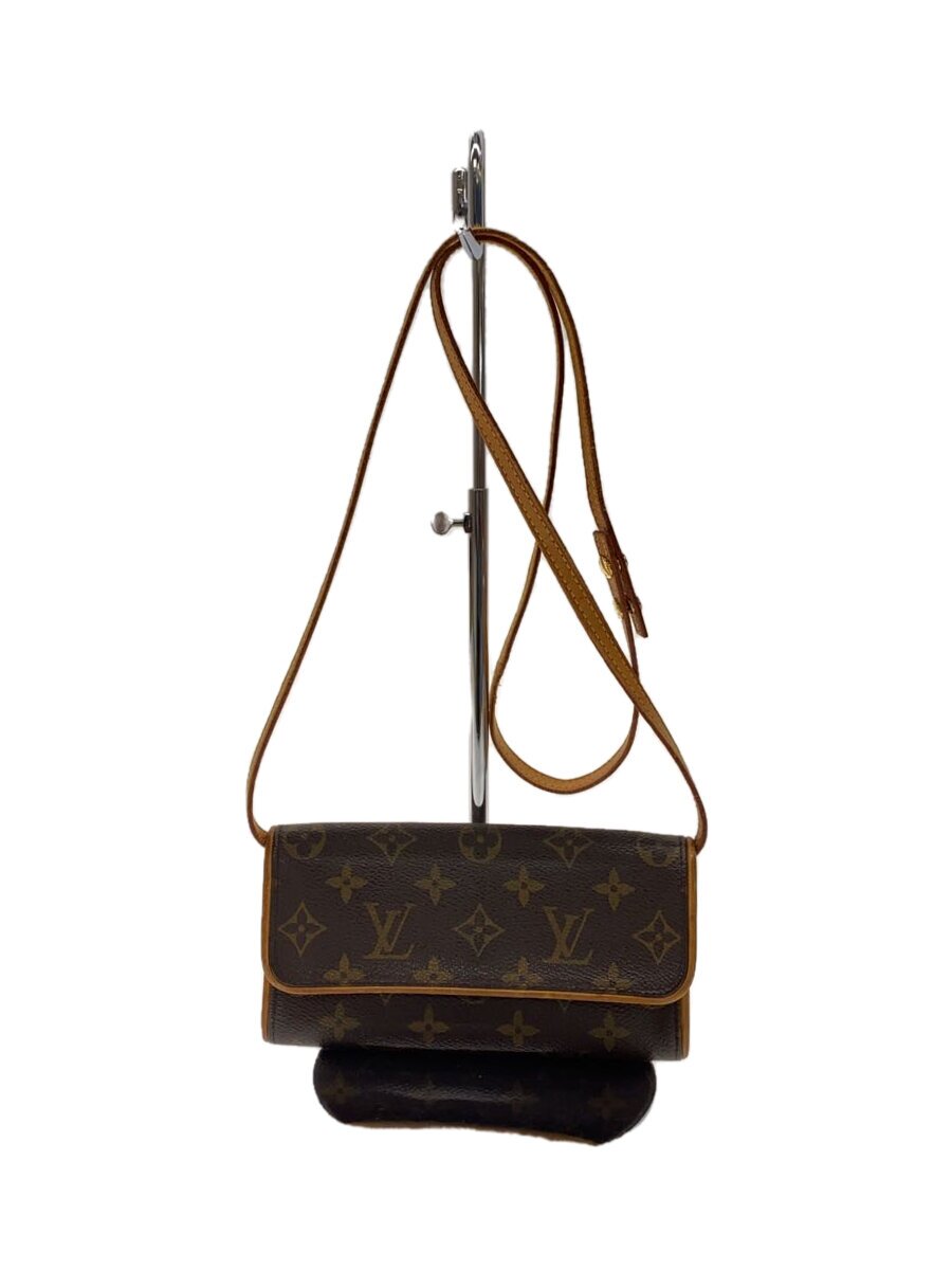 【中古】LOUIS VUITTON◆ポシェット・ツインPM_モノグラム・帆布_BRW/PVC/BRW//【御徒面子】