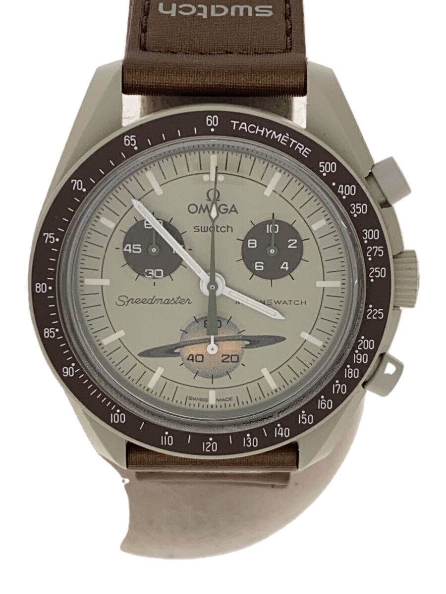 【中古】OMEGA◆OMEGA×SWATCH_ムーンスウォッチ_ミッショントゥザサターン_QZ_CE/ナイロン_42粍/アナログ【服飾雑貨他】