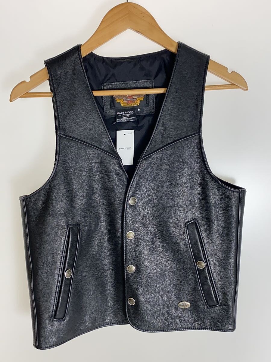 【中古】HARLEY DAVIDSON◆より良い/M/なめし革/BLK/無地【メンズウェア】