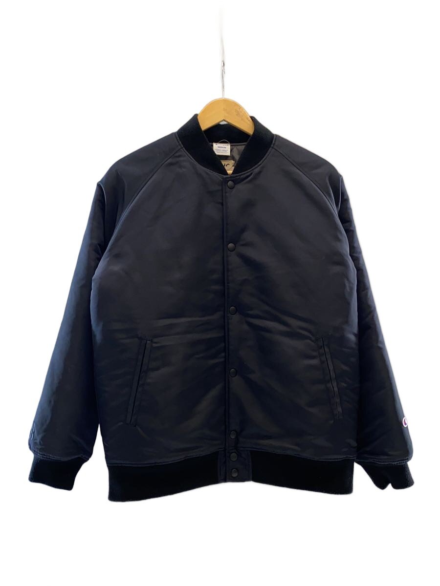 【中古】Champion◆スタジャン/M/ポリエステル/BLK/無地/c8-l649【メンズウェア】