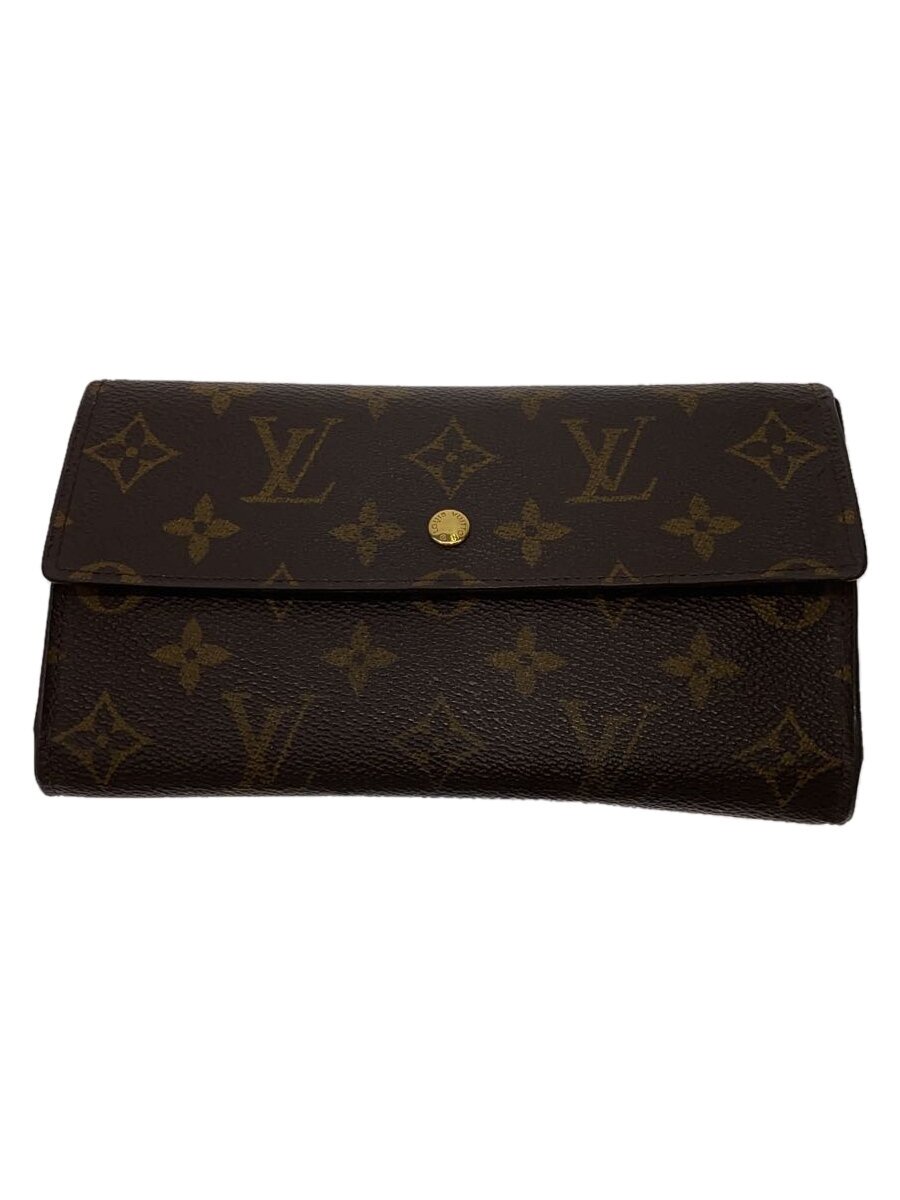 【中古】LOUIS VUITTON◆ポルト・トレゾール・インターナショナル_モノグラム・キャンバス_BRW/PVC/BRW/レディース//【服飾雑貨他】