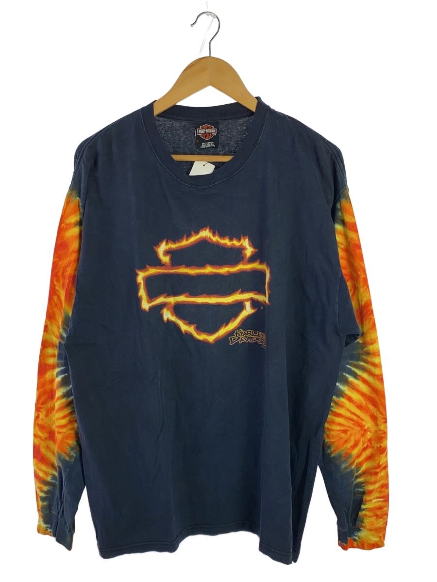 【中古】HARLEY DAVIDSON◆タイダイ/ファイヤーエンブレム/長袖Tシャツ/L/コットン/BLK【メンズウェア】|2nd STREET 店