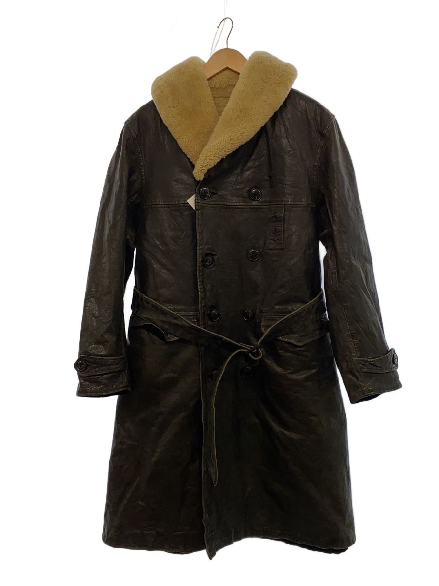 【中古】Vintage/30s～/襟ボア/肩かけ色合い/なめし革厚地の外套/黒いこと//【メンズウェア】