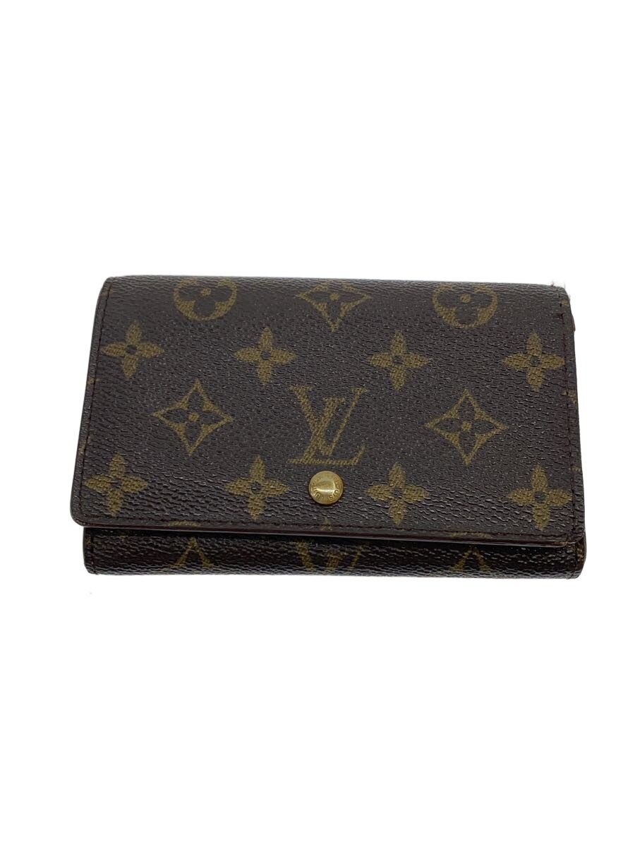 【中古】LOUIS VUITTON◆2)ポルト・フォイユ・トレゾール_モノグラム・帆布/PVC/BRW/レディース【服飾雑貨他】