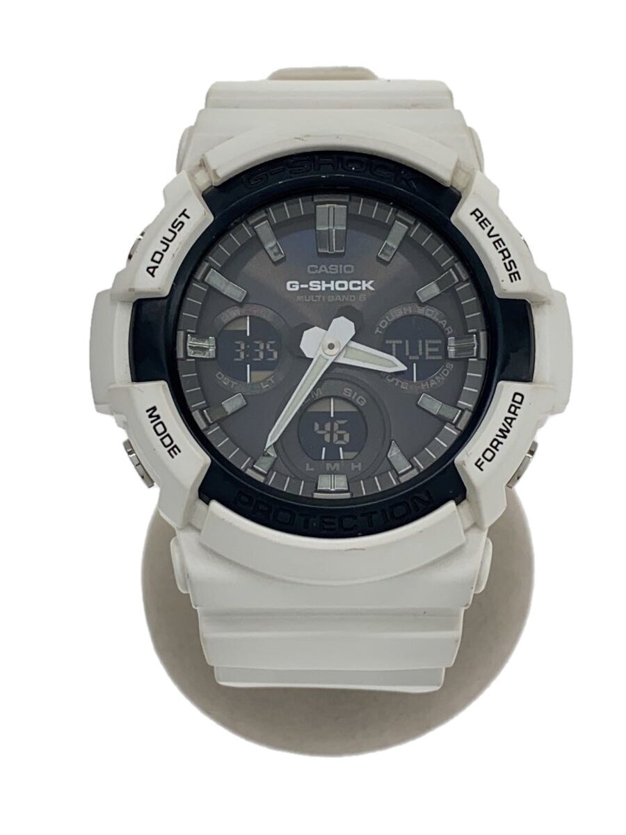 【中古】CASIO◆ソーラーウオッチ・G-SHOCK/デジアナ/BLK/WHT【服飾雑貨他】