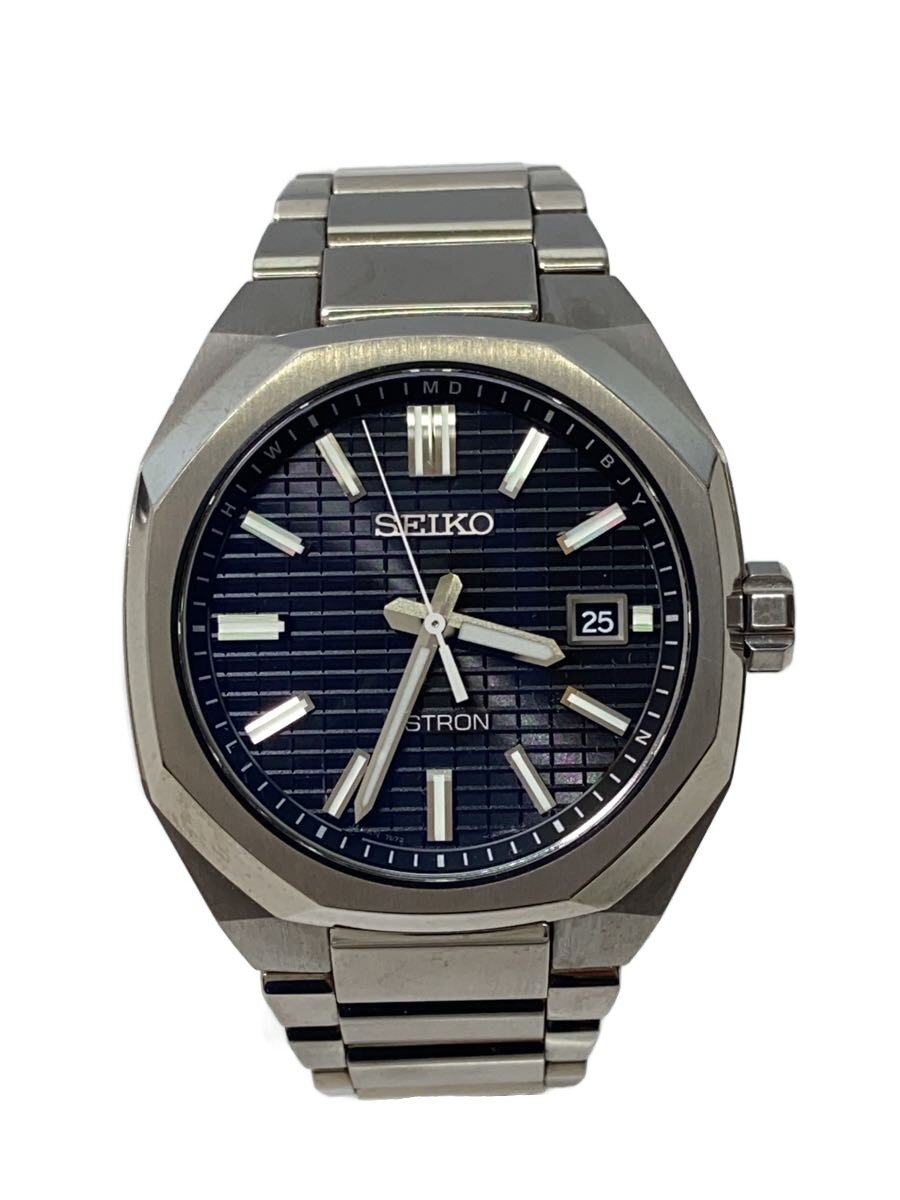 【中古】SEIKO◆ASTRON/ソーラーウオッチ/アナログ/ステンレス鋼/黒いこと/しろがね色/7B72-0AF0【服飾雑貨他】