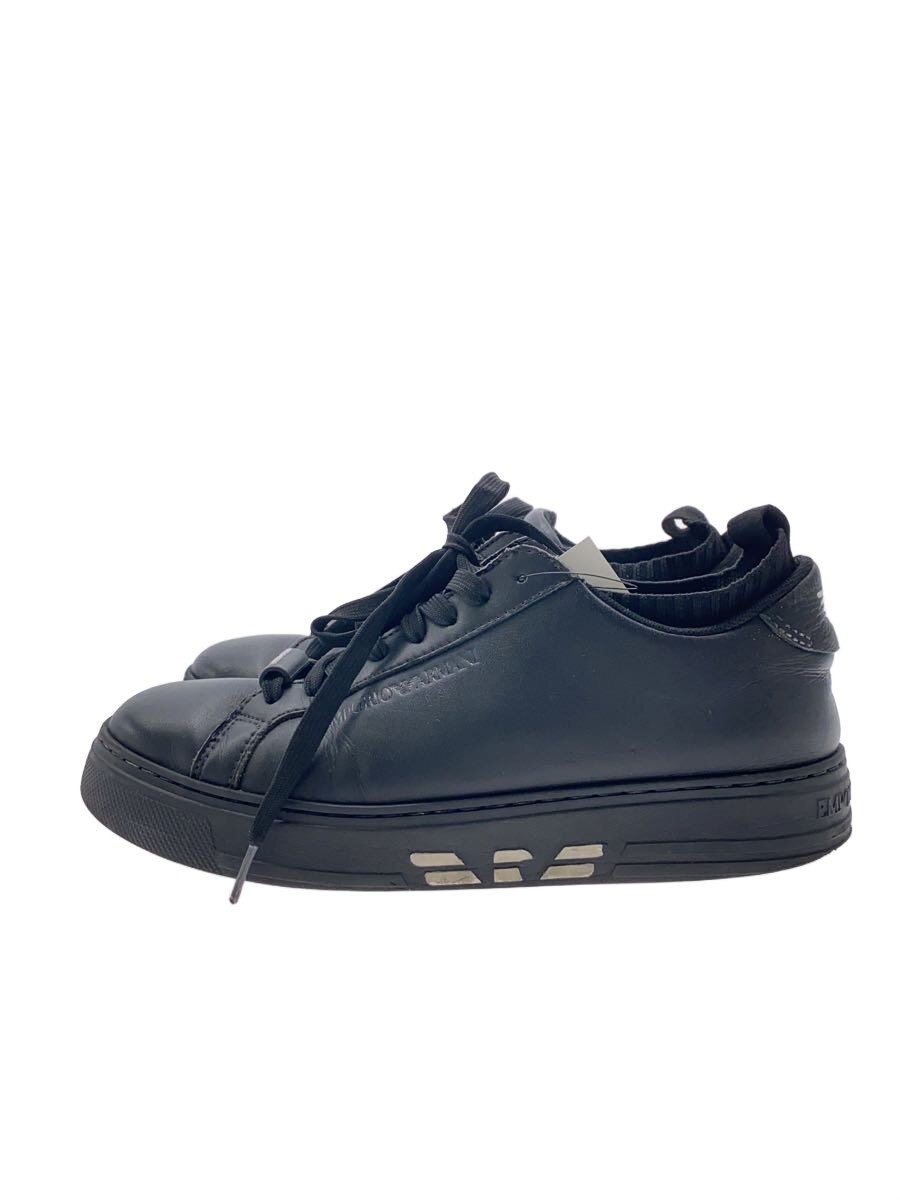 【中古】EMPORIO ARMANI◆ローカットスニーカー/40/BLK/なめし革/X4X308XM485【シューズ】