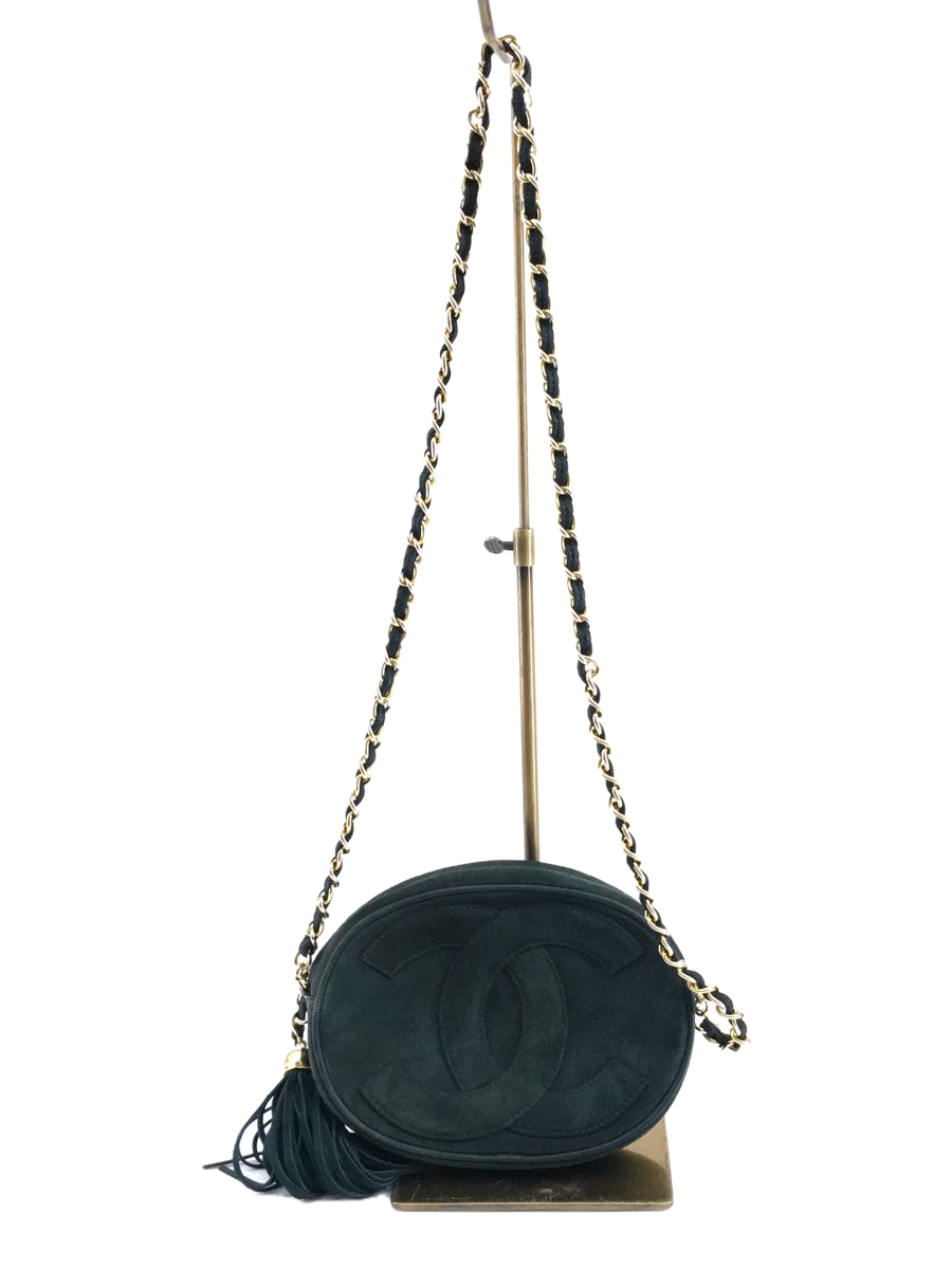 Used Chanel Shoulder Bag/Green/Chain Bag/Colink/Suede/Luxury/Bag