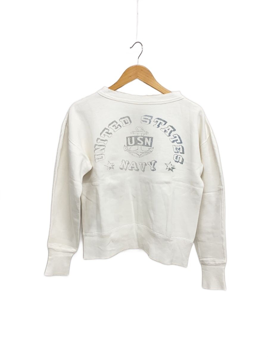 【中古】US.NAVY◆50s/US NAVY/染み込み/アーチ形ロゴタイプ/クルーネックスウェット/セットインスリーブ/綿織物/WHT【メンズウェア】