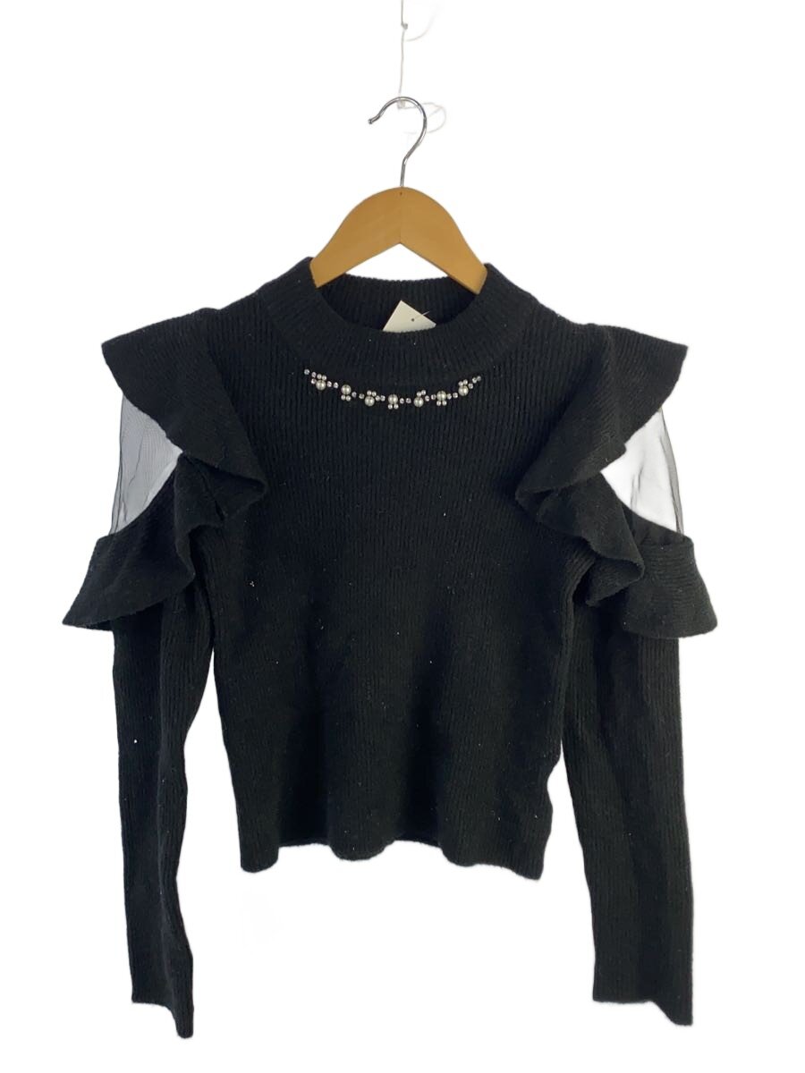 【中古】michellMacaron◆編み物・プルオーバー(朦々たる)/XS/アクリル樹脂/BLK/無地/sfy0413c【レディース御召しもの】