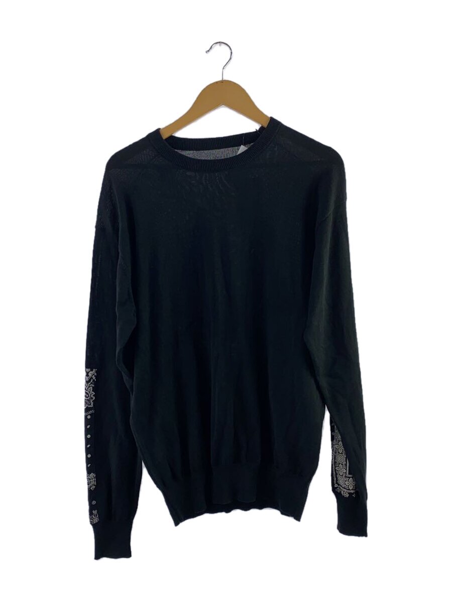 【中古】SOPHNET.◆BANDANA SLEEVE PATCHED CREWNECK KNIT/編み物・ティーシャツ(薄っぺら)/L/綿織物【メンズウェア】