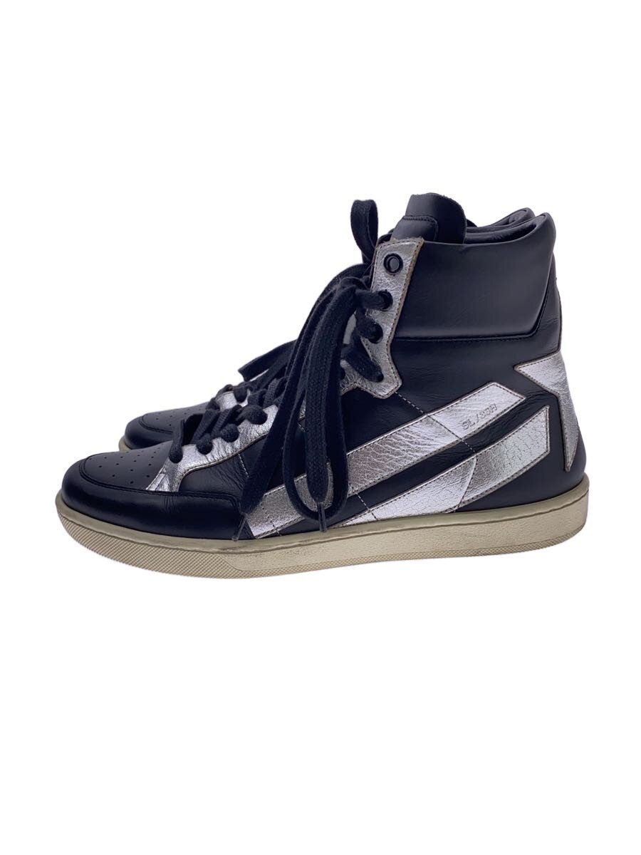 【中古】SAINT LAURENT◆はやりっ子継ぎ切れ/保護すること袋・箱付き添い人/ハイカットスニーカー/39/BLK/なめし革/418044【シューズ】