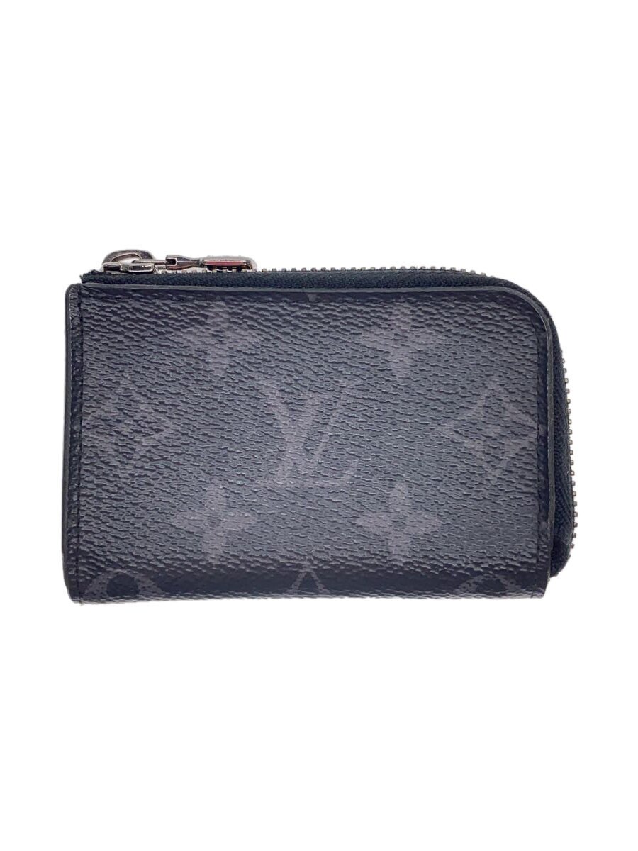 【中古】LOUIS VUITTON◆ポルト・モネ・ジュール_モノグラム・エクリプス_BLK/M63536/PVC/ブラック/メンズ【服飾雑貨他】