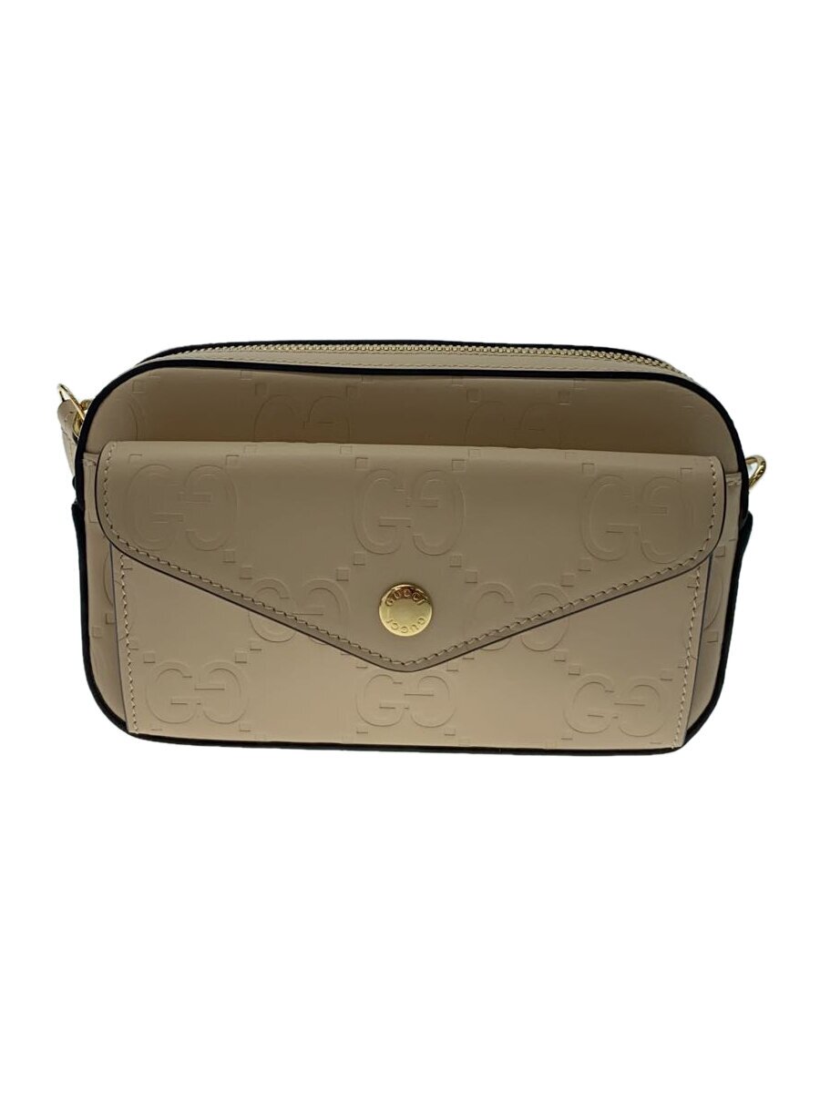 【中古】GUCCI◆ショルダーバッグ/なめし革/ベージュ/総柄/781554【御徒面子】