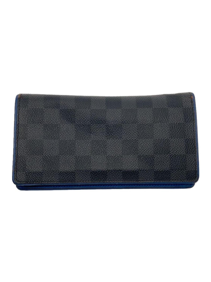 【中古】LOUIS VUITTON◆ポルト・フォイユ・ブラザ_ダミエ・グラフィット_BLK/PVC/BLK/メンズ【服飾雑貨他】