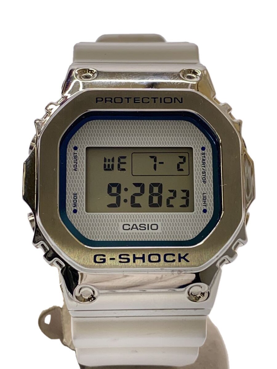 【中古】CASIO◆石英ウオッチ/デジタル/天然ゴム/SLV/WHT/GM-5600LC【服飾雑貨他】