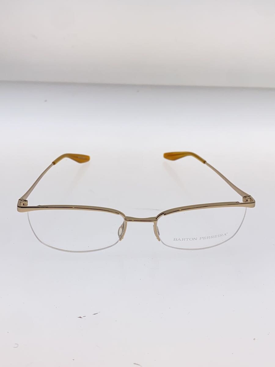 【中古】BARTON PERREIRA◆眼鏡/二分の一リム/金属元素/GLD/CLR/メンズ/53 17-135【服飾雑貨他】