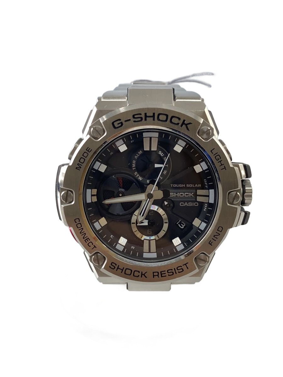 【中古】CASIO◆ソーラーウオッチ・G-SHOCK/アナログ/BLK/SLV【服飾雑貨他】