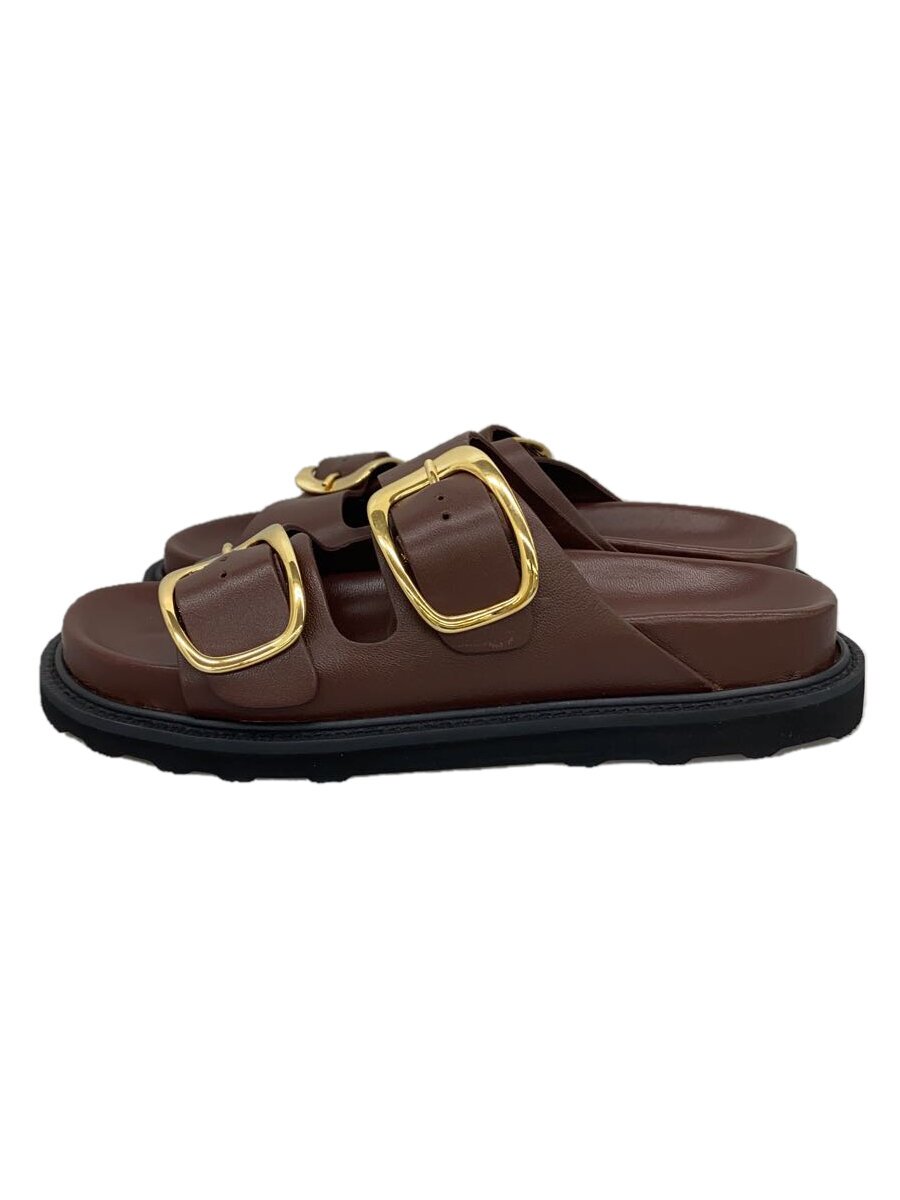 【中古】Caminando◆23SS/ダブルバックルサンダル/US7/BRW/なめし革/2315W//【シューズ】