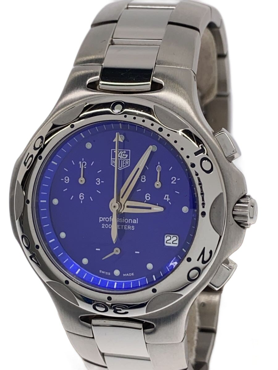 【中古】TAGHeuer◆石英ウオッチ/アナログ/ステンレス鋼/BLU/SLV/SS/CL1112/キリウム デイト クロノグラフ【服飾雑貨他】