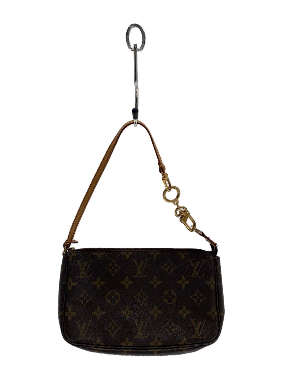 【中古】LOUIS VUITTON◆1)ポシェット・アクセソワール_モノグラム・帆布_BRW/PVC/BRW【御徒面子】
