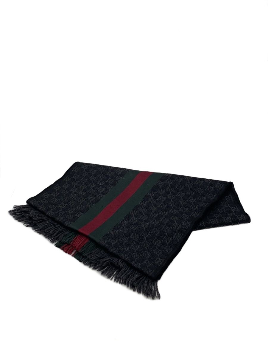 【中古】GUCCI◆えり巻き/羊毛/GRY/総柄/メンズ【服飾雑貨他】