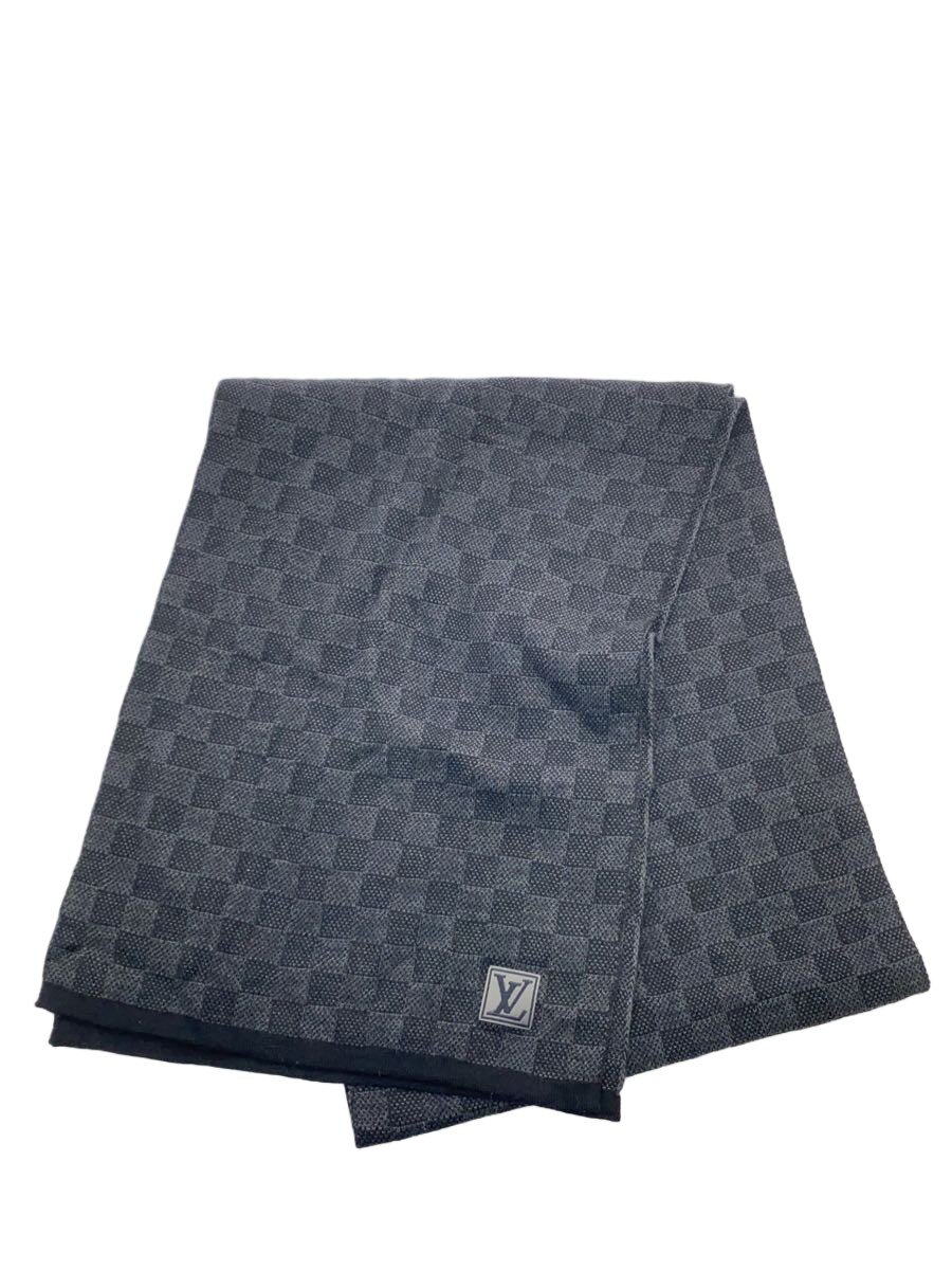 【中古】LOUIS VUITTON◆エシャルプ・プティダミエ_ダミエ/羊毛/GRY/メンズ【服飾雑貨他】