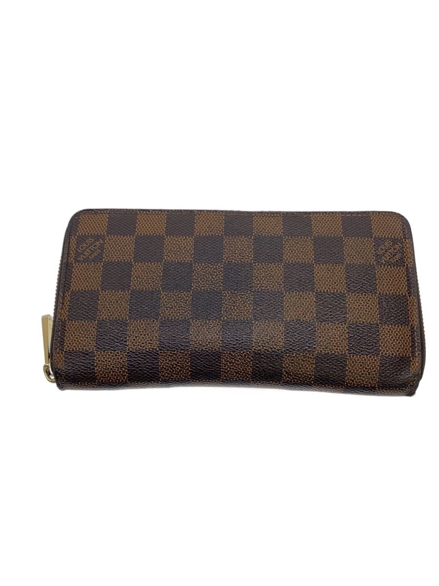 【中古】LOUIS VUITTON◆1)ジッピー・ウォレット_ダミエ・エベヌ/PVC/BRW/メンズ【服飾雑貨他】