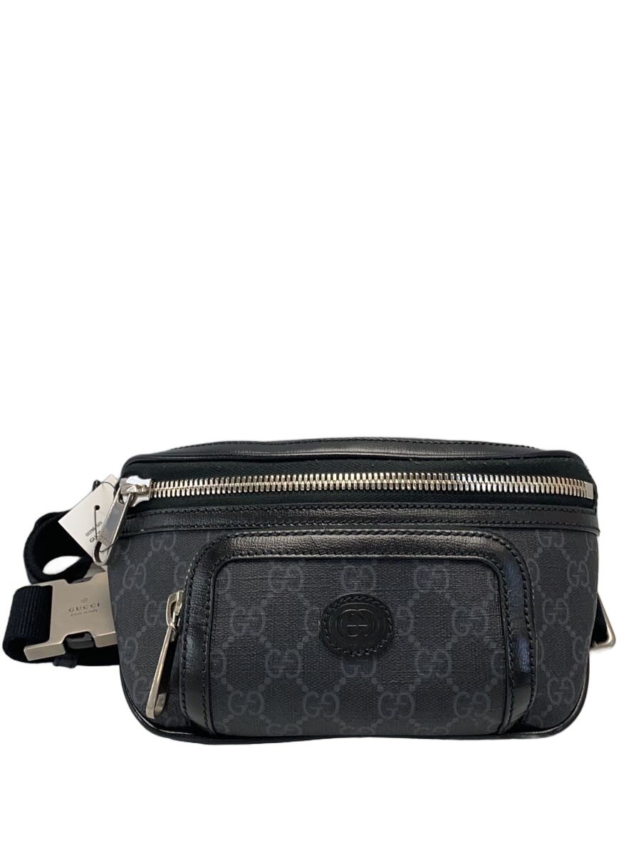 【中古】GUCCI◆インターロッキングG付き添い人三尺帯御徒面子_GGスプリーム/PVC/BLK/総柄【御徒面子】