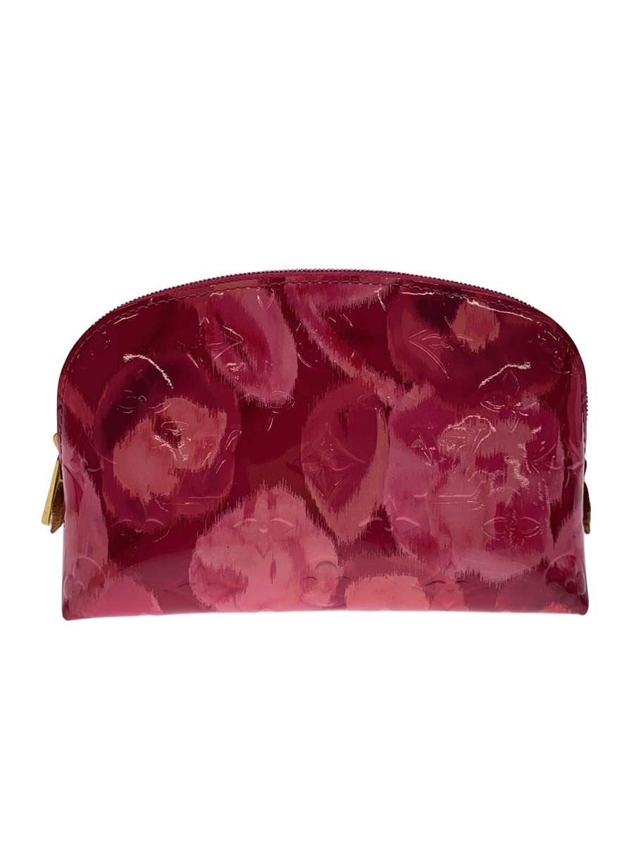 【中古】LOUIS VUITTON◆ポシェット・コスメティック_モノグラム・ヴェルニ_イカットフラワー/エナメル/RED【御徒面子】
