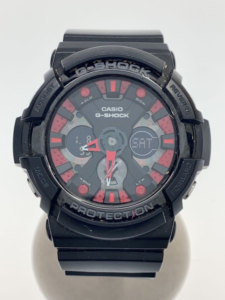 【中古】CASIO◆石英ウオッチ・G-SHOCK/デジアナ/天然ゴム/BLK/BLK【服飾雑貨他】