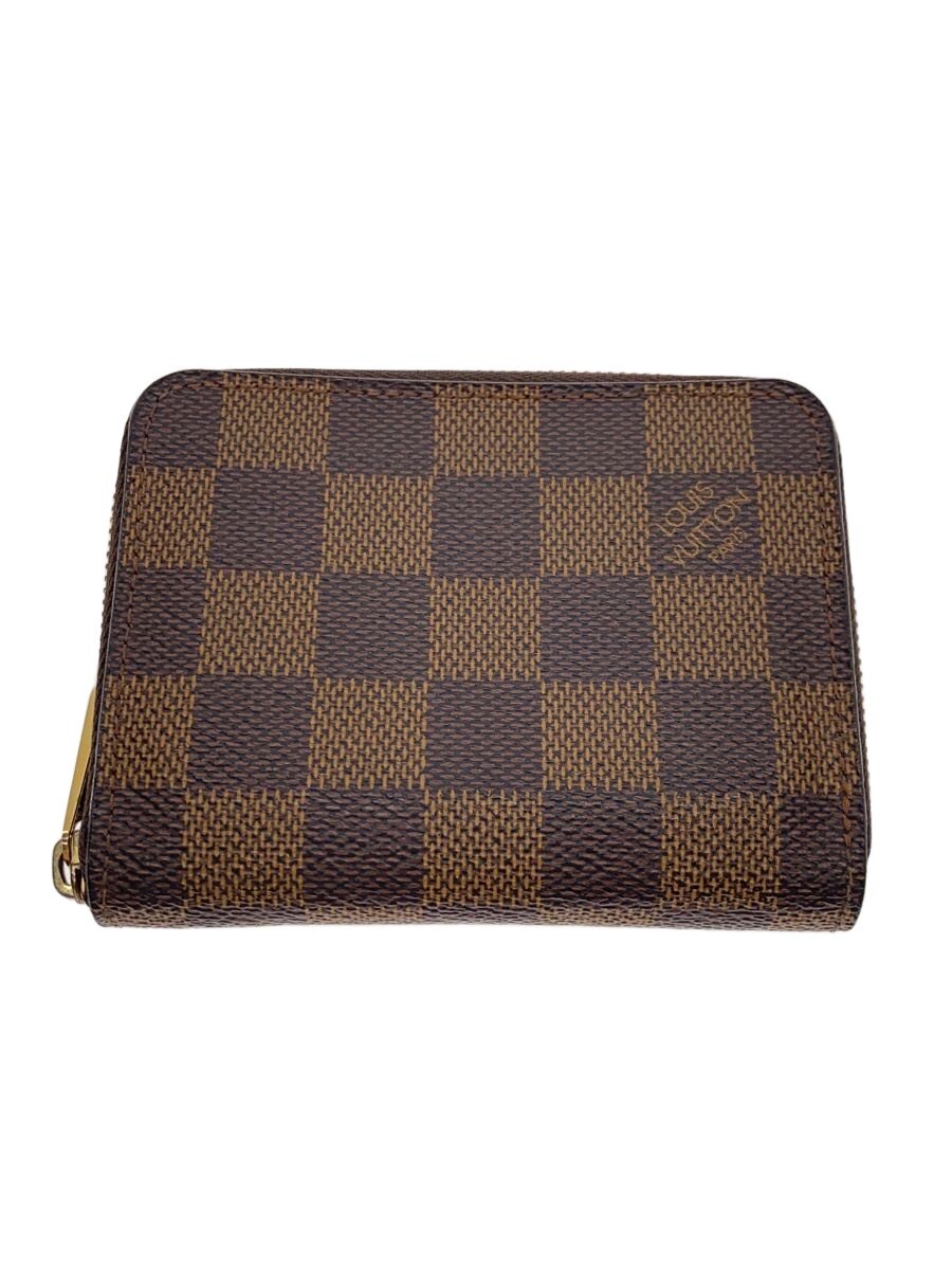 【中古】LOUIS VUITTON◆ジッピー・コインパース_ダミエ・エベヌ_BRW/PVC/BRW/メンズ【服飾雑貨他】
