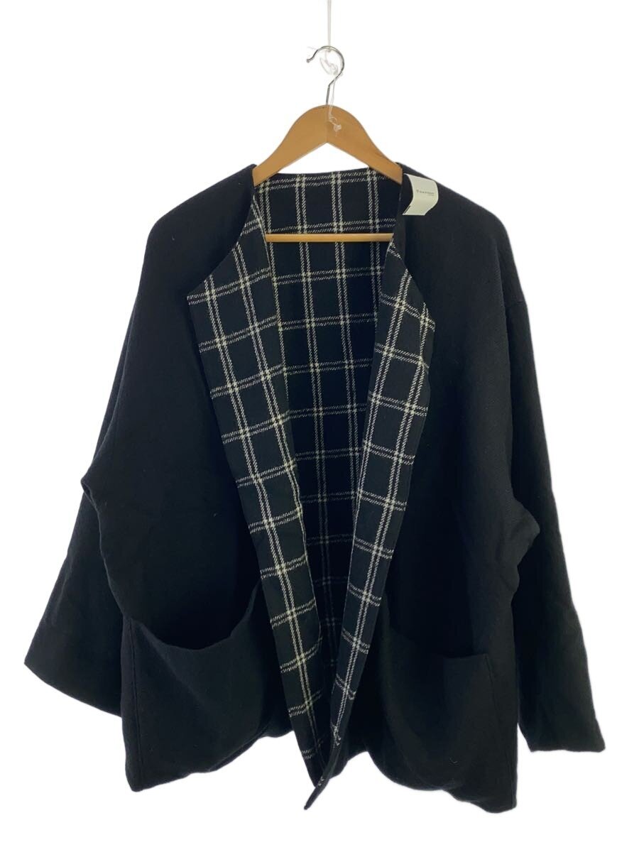 【中古】PORT BY ARK◆Reversible cardigan jacket/FREE/羊毛/BLK/PO06-G002【メンズウェア】