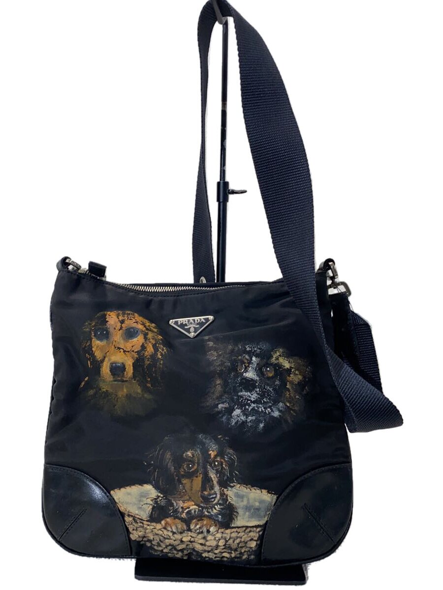 【中古】PRADA◆ショルダーバッグ/ナイロン/BLK//【御徒面子】