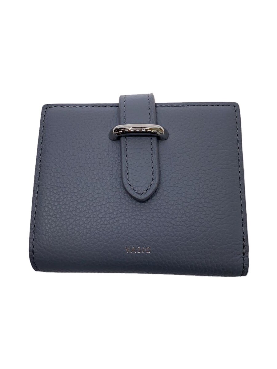 【中古】VASIC◆2つ折り紙入れ/牛皮/BLU/無地/レディース/VC-3521-317-IS【服飾雑貨他】