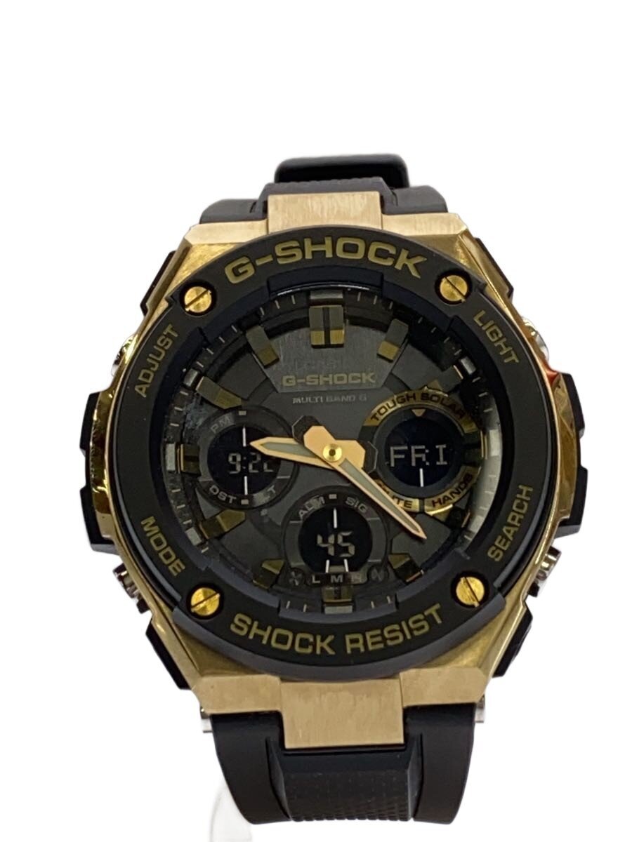 【中古】CASIO◆ソーラーウオッチ・G-SHOCK/デジアナ/GLD/BLK【服飾雑貨他】