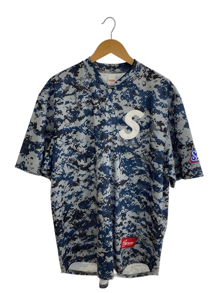 【中古】Supreme◆25SS/S Logo Baseball Henley/XL/ポリエステル/BLU/合鴨フラ//【メンズウェア】