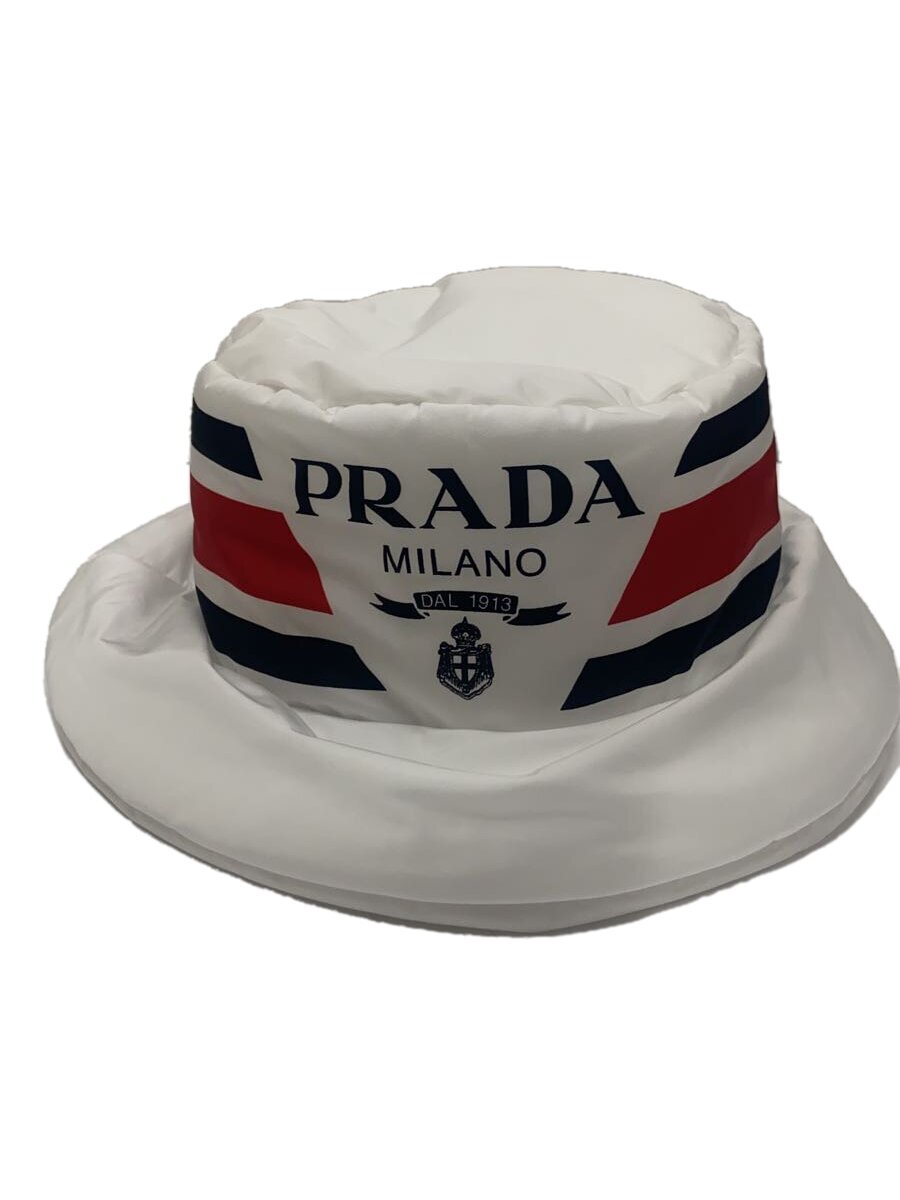【中古】PRADA◆井戸釣瓶かぶり笠/L/ナイロン/WHT/メンズ/1hc248【服飾雑貨他】