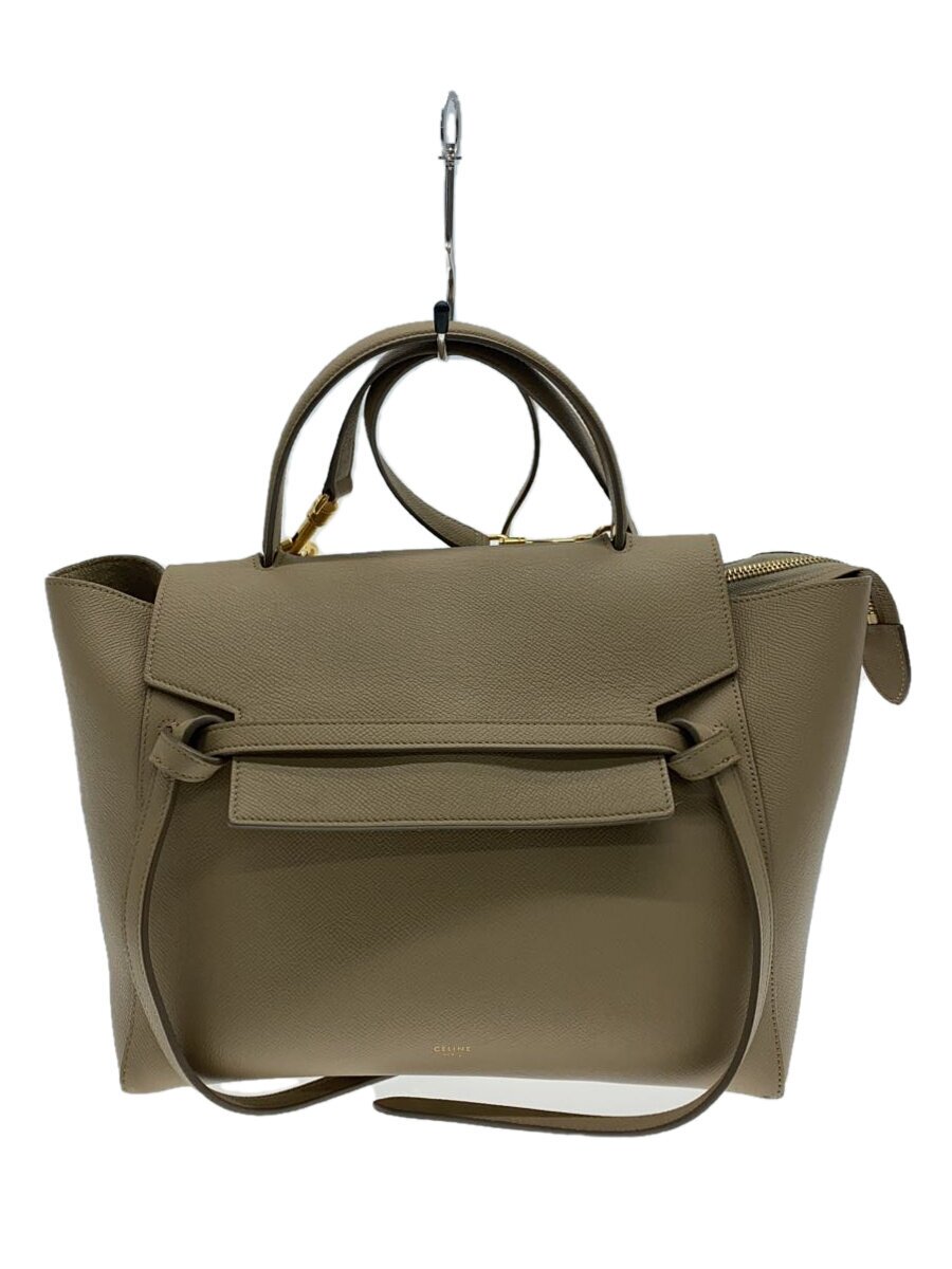 【中古】CELINE◆MINI BELT BAG/なめし革/ベージュ/無地/176103ZVA//【御徒面子】