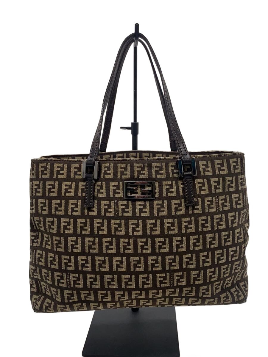 【中古】FENDI◆ハンドバック/帆布/BRW/総柄/8BH132【御徒面子】