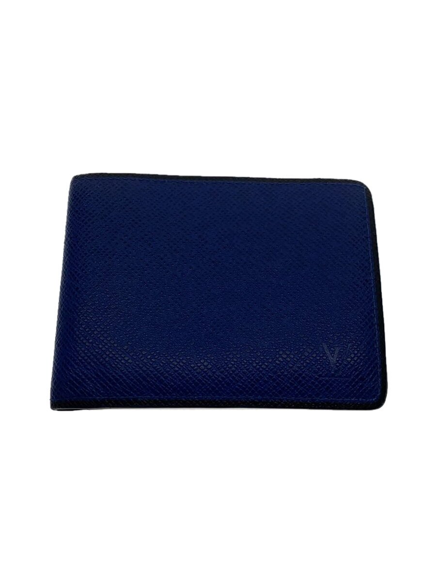 【中古】LOUIS VUITTON◆ポルト・フォイユ・ミュルティプル_タイガ_BLU/牛革/BLU/メンズ【服飾雑貨他】