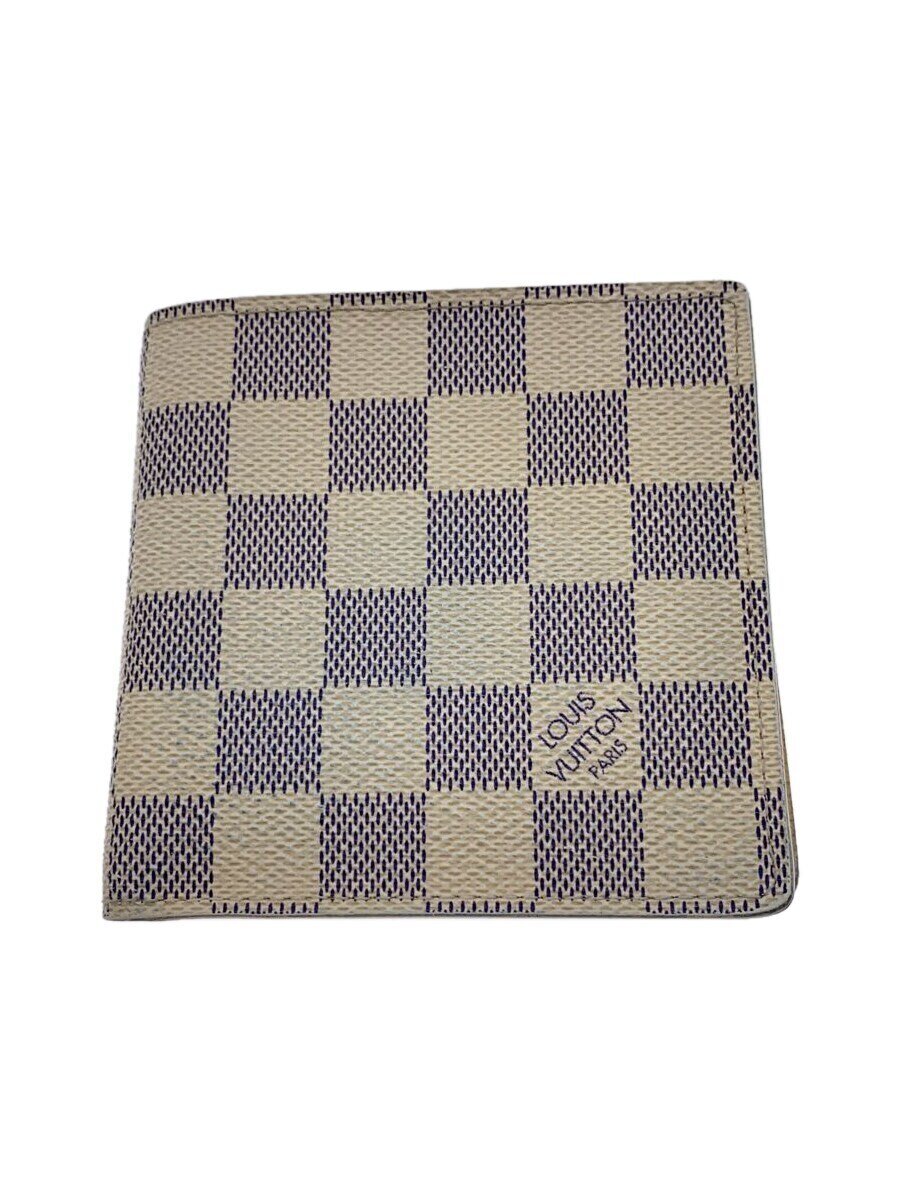 【中古】LOUIS VUITTON◆ポルト・ビエ・カルト・クレディ・モネ_ダミエ・アズール_WHT/PVC/WHT/メンズ【服飾雑貨他】