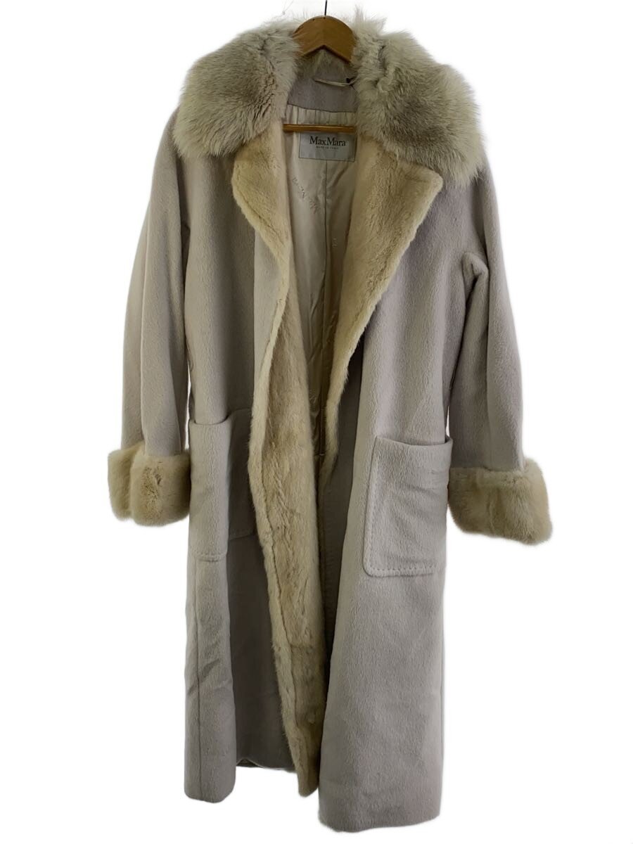 【中古】MAX MARA◆厚地の外套/42/羊毛/CRM/無地/10161443 00【レディース御召しもの】