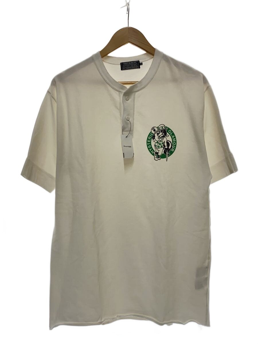【中古】HYSTERIC◆ヘンリーネックカットソー/XL/綿織物/WHT/刷り上げる/02231CT21【メンズウェア】