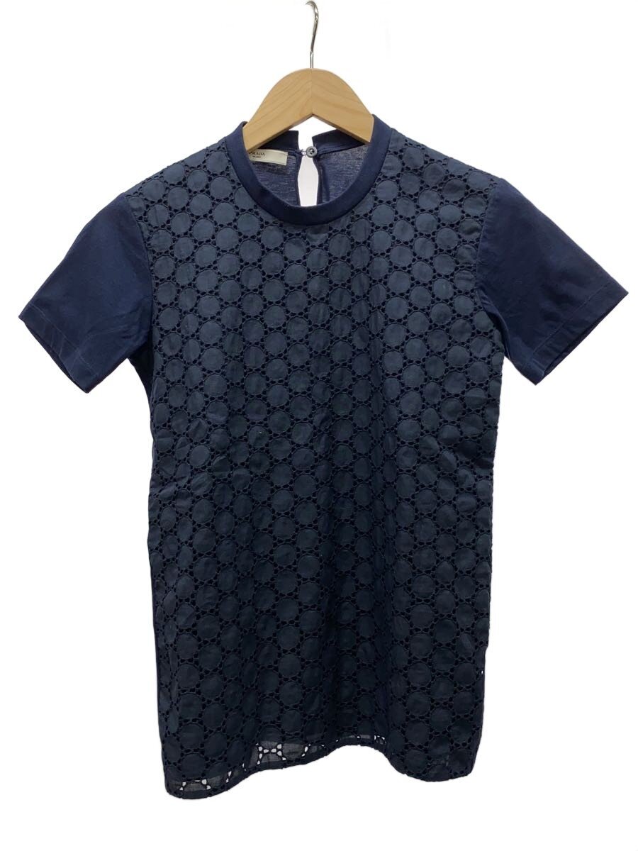 【中古】PRADA◆ティーシャツ/XS/綿織物/NVY/総柄/APD1 2016 1655【レディース御召しもの】