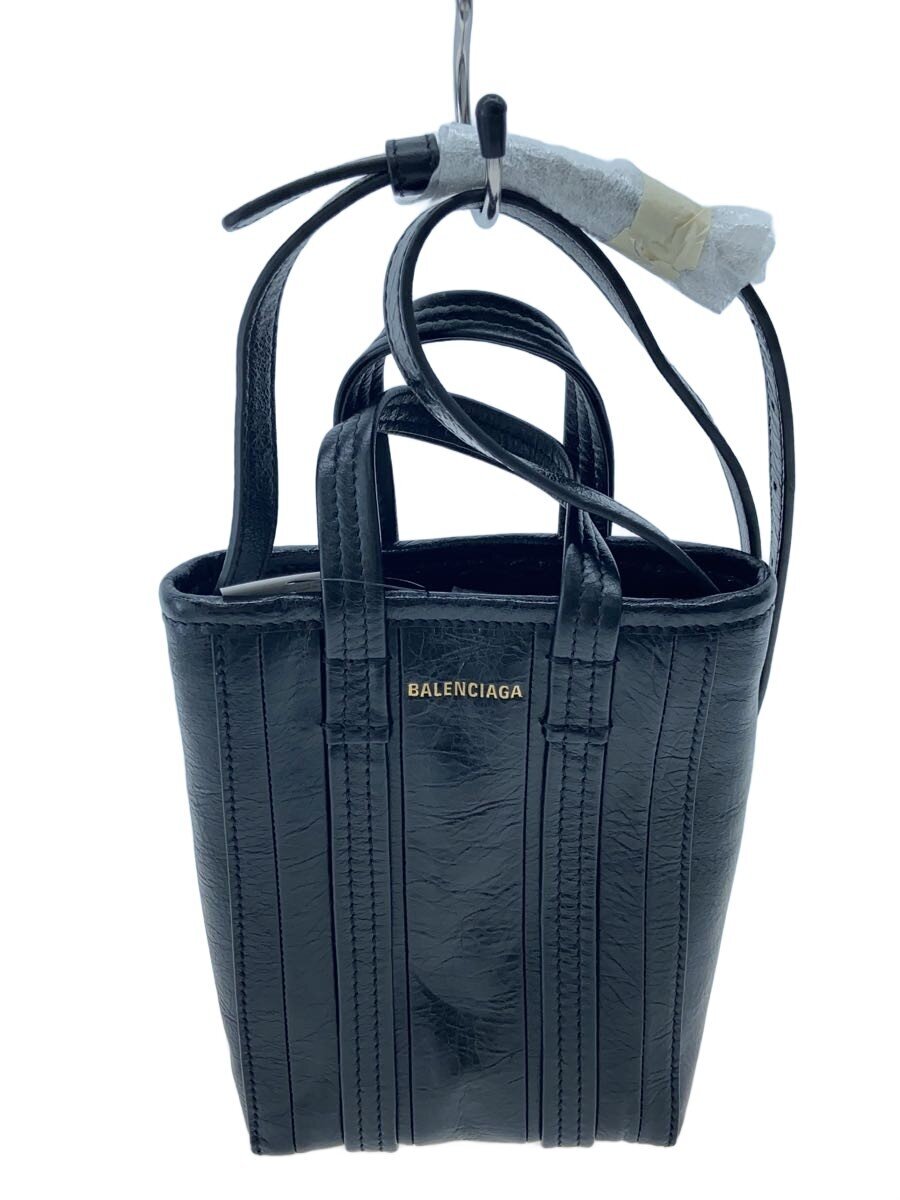 【中古】BALENCIAGA◆BARBES PHONE HOLDER/2WAY/ショルダーバッグ/なめし革/BLK/693793【御徒面子】