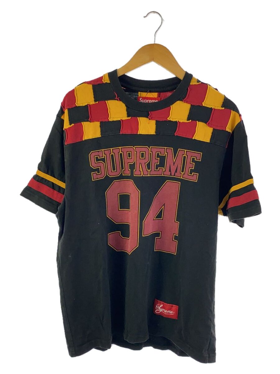 【中古】Supreme◆patchwork yoke football top/プルオーバー/M/綿織物/BLK/刷り上げる【メンズウェア】